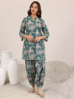 Teal Printed Pure Cotton Cord Set - Image 3