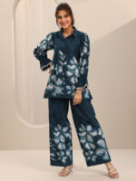 Blue Printed Cotton Cord Set - Image 2