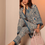 Off White Printed Cotton Blend Straight Cord Set