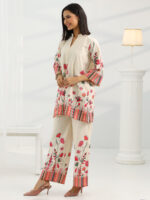 Off White Printed Cotton Cord Set - Image 2