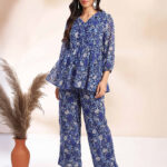 Multi Color Georgette Floral Printed A-Line Cord Set