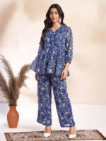Multi Color Georgette Floral Printed A-Line Cord Set