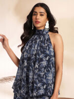 Black Georgette Floral Printed A-Line Cord Set - Image 2