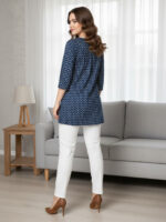 Indigo Pure Cotton Ethnic Motifs Printed Straight Short Kurti - Image 2