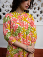 Multicolor Pure Cotton Floral Printed A-Line Short Kurti