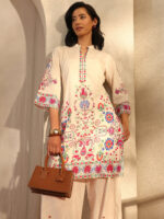 Off White Printed Cotton Blend Cord Set - Style 1473H