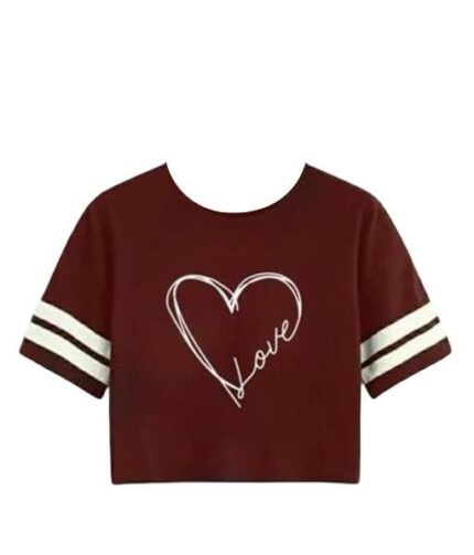 Printed Full Sleeve Crop Tshirt for Women
