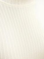 Women's White Ribbed Crop T-Shirt, - Image 3