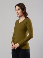 Comfortable Fit V Neck Full Sleeves Solid Tshirt - Image 2