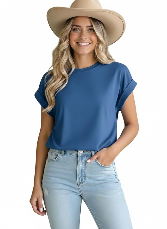51D8tQRGWVL._SY879_.jpg Women's Stylish Half Sleeves T-Shirt - Image 1