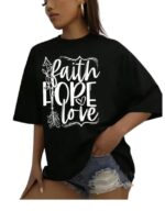 Oversize Cotton T Shirt Women, Graphic Printed T Shirt