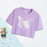 Womens Cotton Blend Butterfly Printed T-Shirt - Image 2