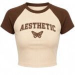 Womens Black Graphic Ruched Crop Top