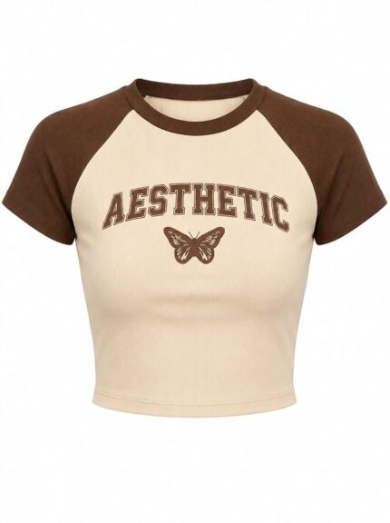 Womens Black Graphic Ruched Crop Top
