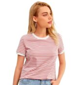 Women's Half Sleeve Round Neck Printed Fitted Tee