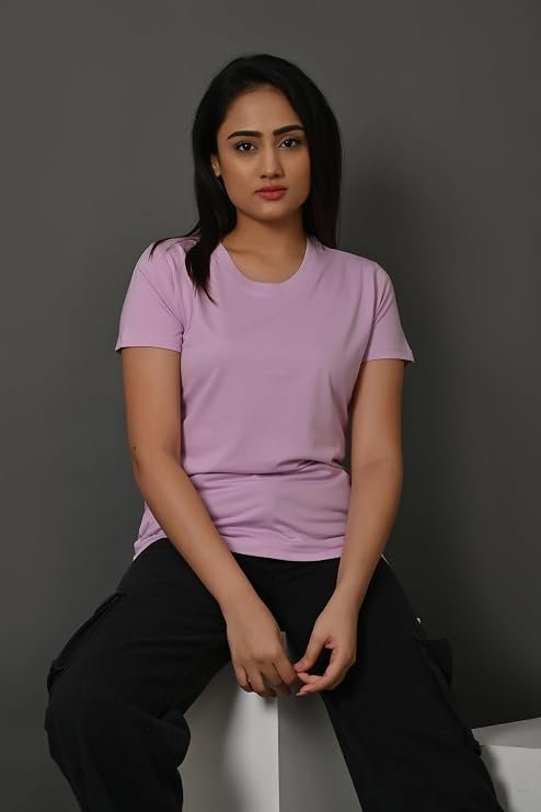 61n-ZvL0L._SY741_.jpg Cotton Solid Round Neck T Shirt - Image 1