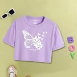 Womens Cotton Blend Butterfly Printed T-Shirt - Image 3