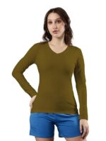 Comfortable Fit V Neck Full Sleeves Solid Tshirt