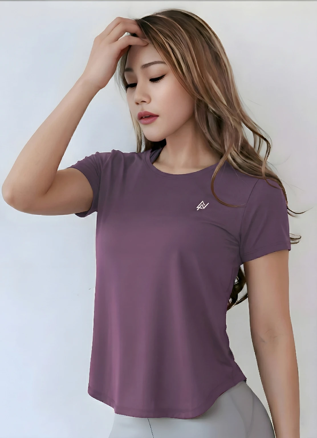 l-707-half-sleeve-tee-nexsus-apparels-original-imahhxpuqg4eytfx.webp Women Solid Round Neck Polyester Purple T-Shirt - Image 1