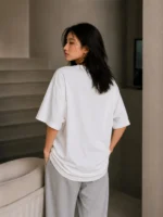 Women Printed Round Neck Cotton Blend White T-Shirt - Image 6