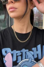 Women Graphic Print, Typography Round Neck Cotton Blend Black T-Shirt - Image 3