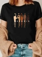 Women Printed Round Neck Pure Cotton Black T-Shirt - Image 4