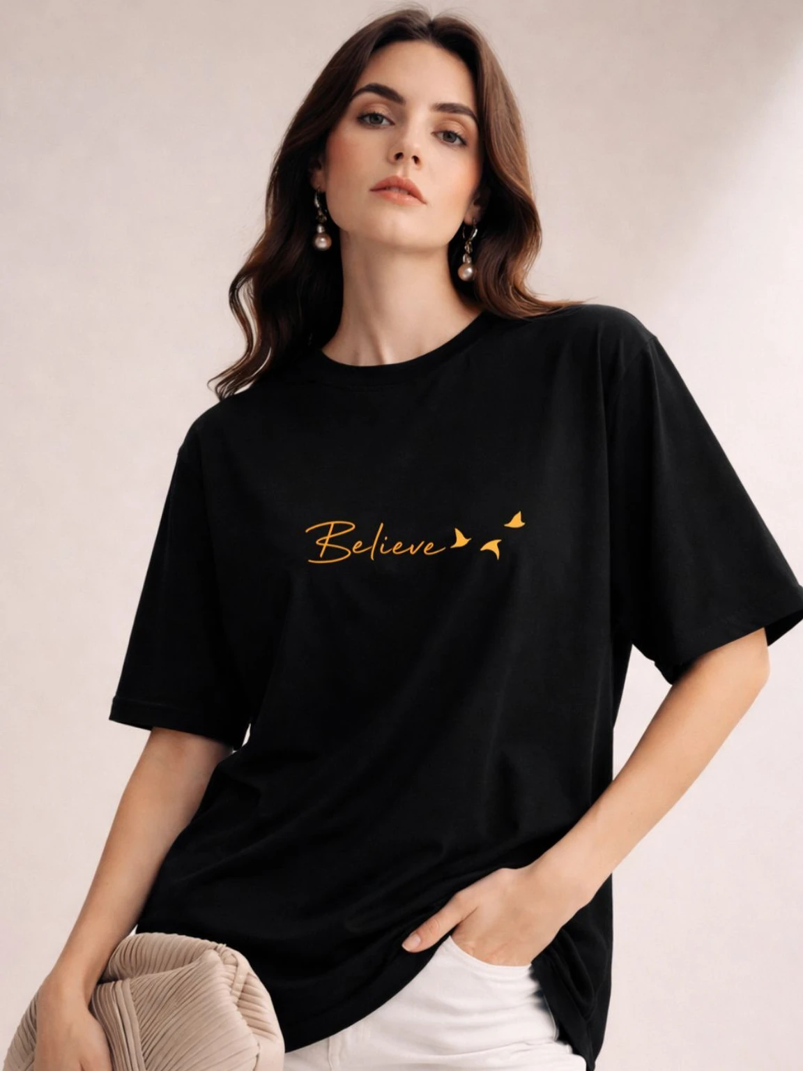 xl-ovr-1147-black-slenor-original-imahkkh88ftqgu7r.webp Women Graphic Print Round Neck Pure Cotton Black T-Shirt - Image 1