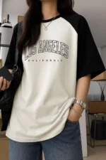 Women Printed Round Neck Cotton Blend Black, White T-Shirt - Image 2