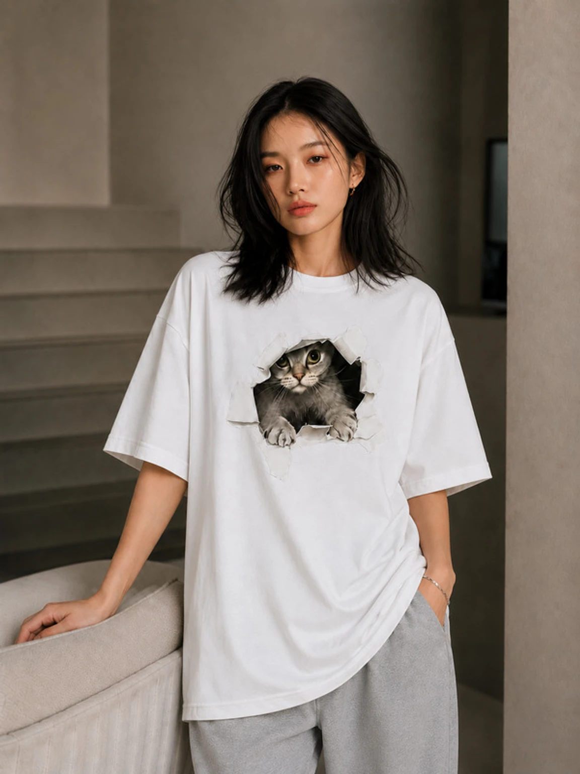 xl-women-dt-print-t-shirt-brave-one-original-imahpg9xvamfybnh.webp Women Printed Round Neck Cotton Blend White T-Shirt - Image 1