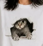 Women Printed Round Neck Cotton Blend White T-Shirt - Image 5