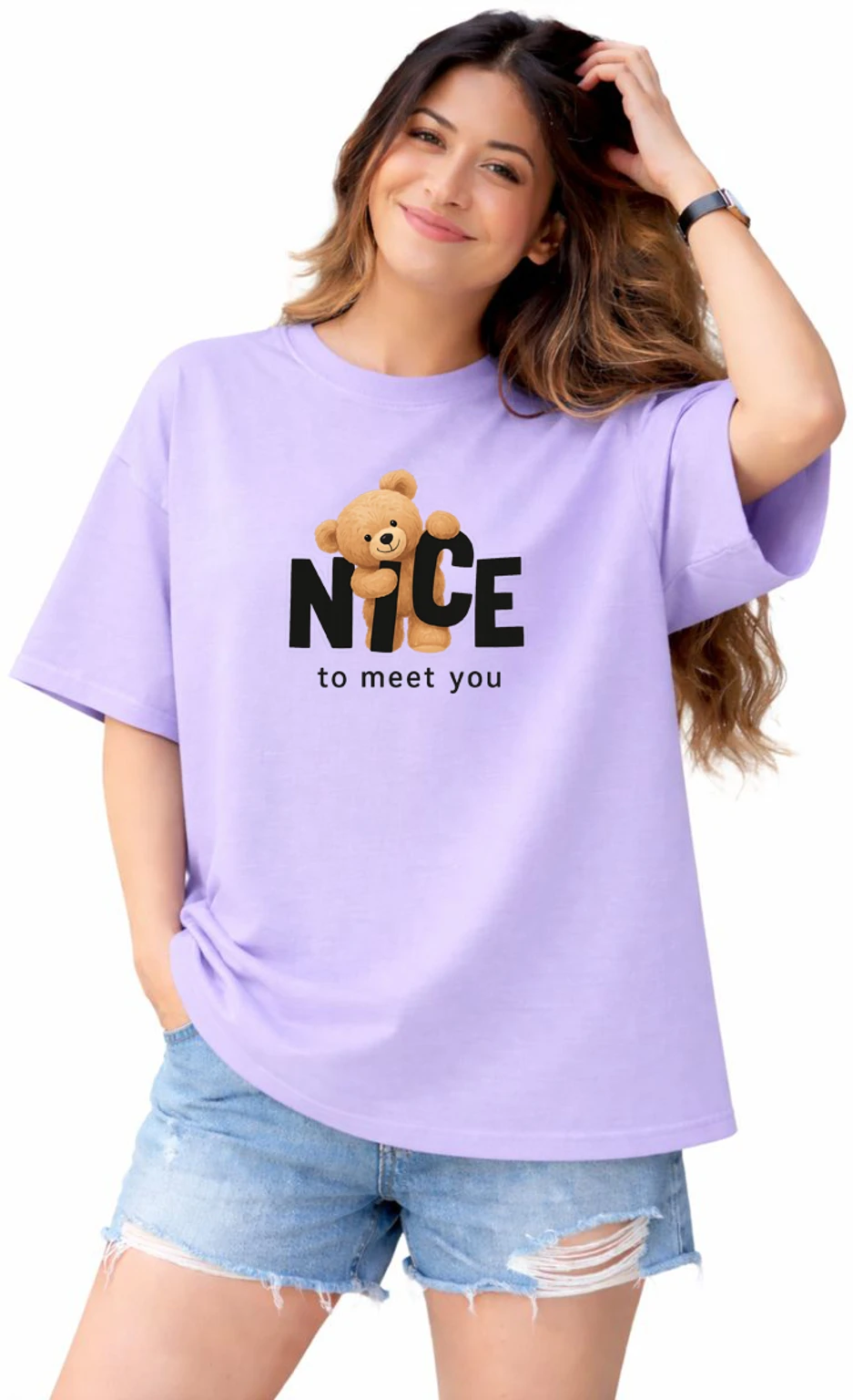 xxl-w-tshirt-nice-wellvery-original-imahk6jthgf9f7yn.webp Women Printed Round Neck Cotton Blend Purple T-Shirt - Image 1